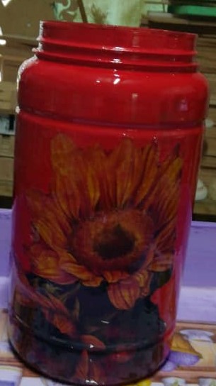 POMO RECICLADO-DECORACION ROJO Y GIRASOL - Cubamazon